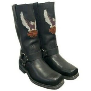 NWT 6M Youth/ 8.5 Women/ 7 Mens Harley Davidson Black Leather Harness Boots